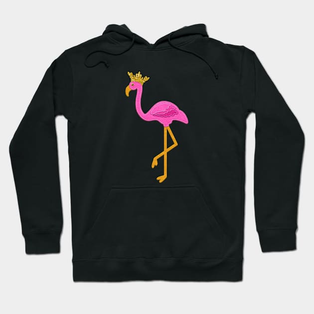 Pink Flamingo Felt Style Gold Glitter Crown | Cherie's Art(c)2020 Hoodie by CheriesArt